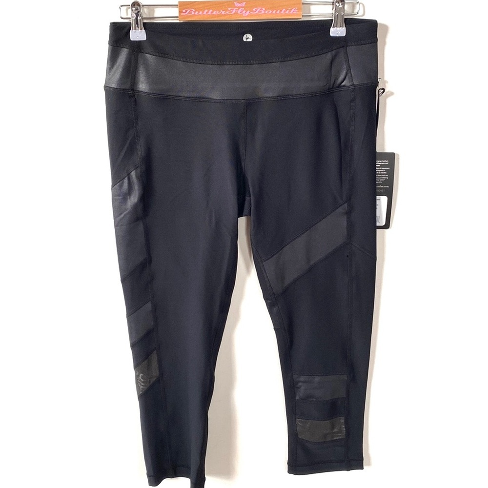 90 Degree by Reflex High Performance Mesh Insert Leggings w/Hidden Pocket, NWT,L